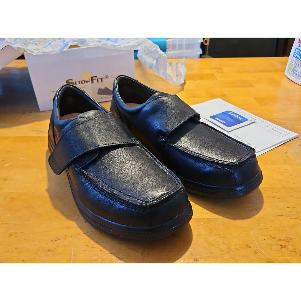 SureFit London Hook & Loop Moc Toe Shoes Soft Leather Black Men’s 12W EUC